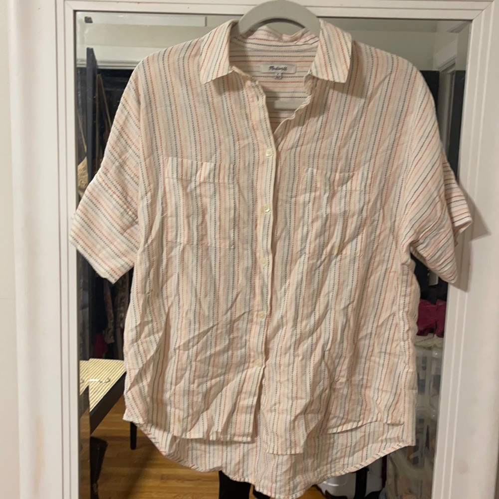 Madewell Multicolor Stitch Short Sleeve Buttondown